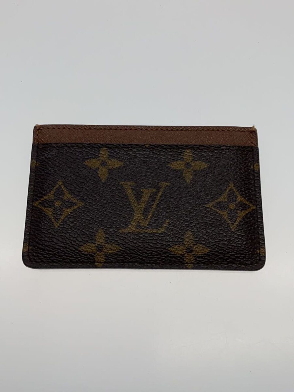 LOUIS VUITTON Card Case Wallet Leather Brown All over